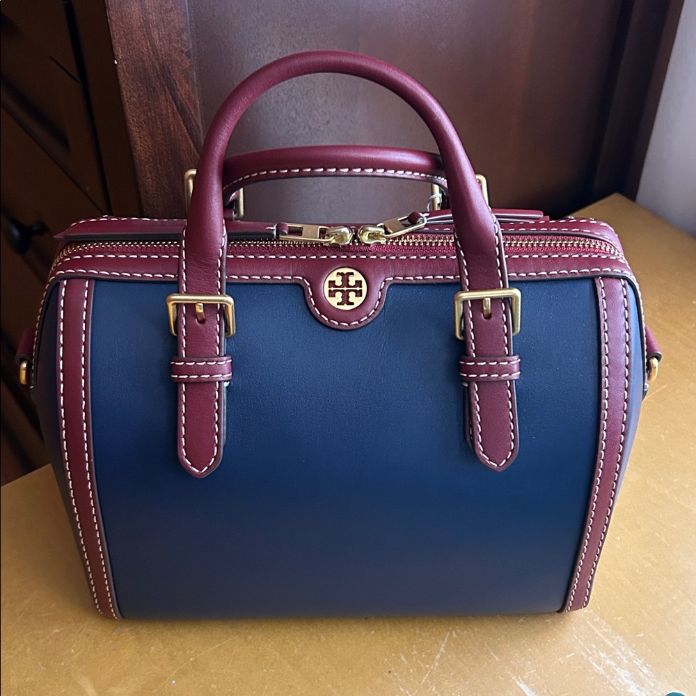 Tory Burch T Monogram Color Block Barrel Bag - Picture 16 of 16
